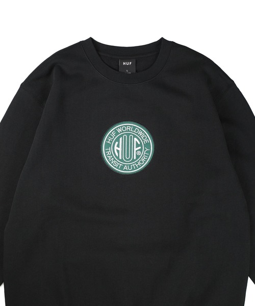 HUF(ハフ)の「【C-HUF3】【HUF/ハフ】TRANSIT AUTHORITY CREWNECK SWEAT PF00760(スウェット・メンズ・ブラック・SMALL/LARGE/MEDIUM)」の3枚目の写真