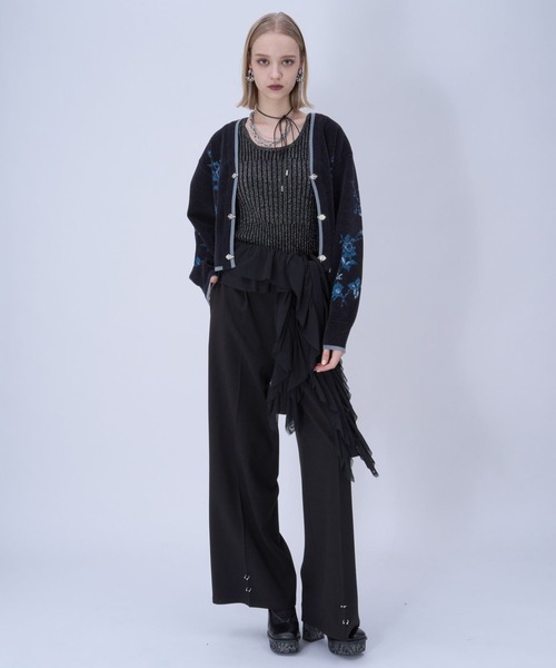 HARE(ハレ)の「チャイナガラVニットカーディガン(HARE)(カーディガン/ボレロ・レディース・グレー/グレー系その他/ブラック・FREE)」の4枚目の写真