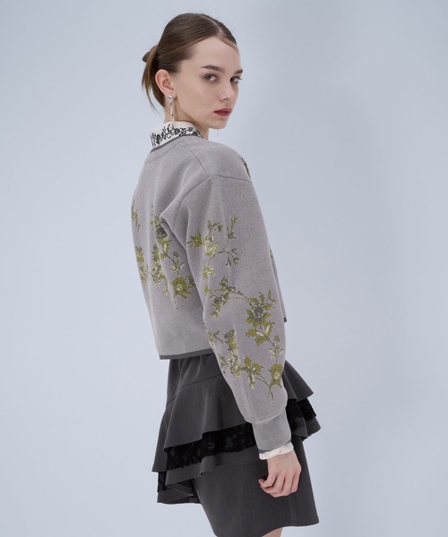 HARE(ハレ)の「チャイナガラVニットカーディガン(HARE)(カーディガン/ボレロ・レディース・グレー/グレー系その他/ブラック・FREE)」の12枚目の写真