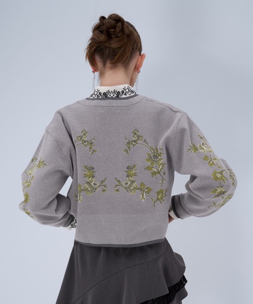 HARE(ハレ)の「チャイナガラVニットカーディガン(HARE)(カーディガン/ボレロ・レディース・グレー/グレー系その他/ブラック・FREE)」の13枚目の写真