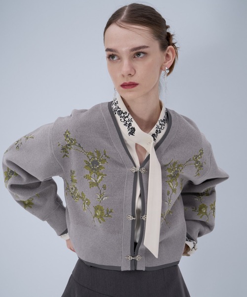 HARE(ハレ)の「チャイナガラVニットカーディガン(HARE)(カーディガン/ボレロ・レディース・グレー/グレー系その他/ブラック・FREE)」の15枚目の写真