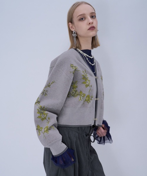 HARE(ハレ)の「チャイナガラVニットカーディガン(HARE)(カーディガン/ボレロ・レディース・グレー/グレー系その他/ブラック・FREE)」の16枚目の写真