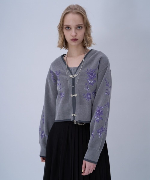 HARE(ハレ)の「チャイナガラVニットカーディガン(HARE)(カーディガン/ボレロ・レディース・グレー/グレー系その他/ブラック・FREE)」の17枚目の写真