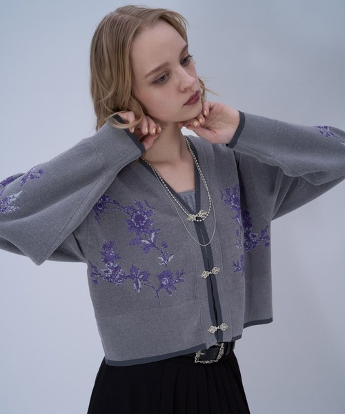 HARE(ハレ)の「チャイナガラVニットカーディガン(HARE)(カーディガン/ボレロ・レディース・グレー/グレー系その他/ブラック・FREE)」の18枚目の写真