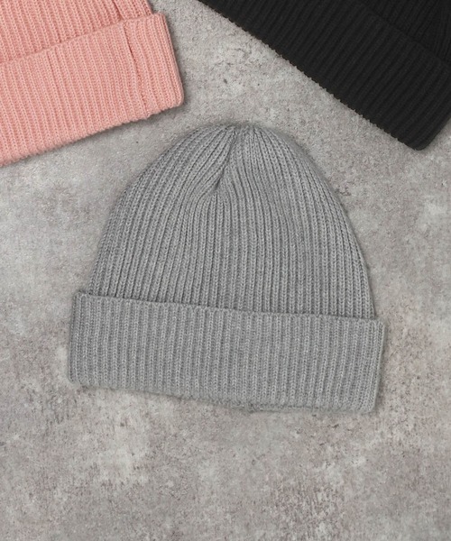 LAKOLE（ラコレ）の「コットンリブニットワッチ / 637902（ニットキャップ/ビーニー・メンズ・ブラック/ピンク/ライトグレー・9）」の2枚目の写真
