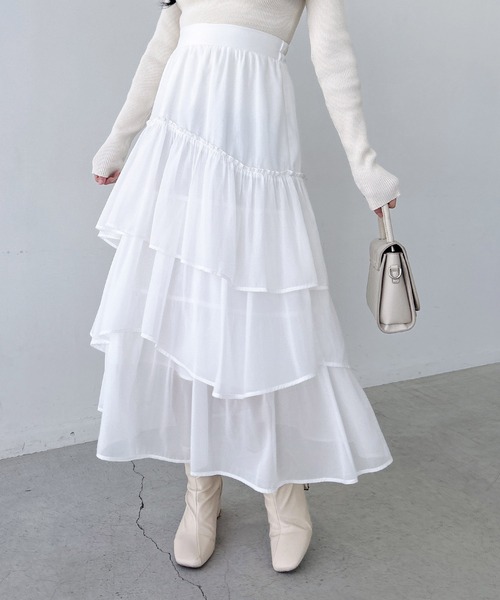 INGNI(イング)の「シアーティアードスカート(スカート・レディース・グレー/オフホワイト/ブラック/ドット・FREE)」の2枚目の写真