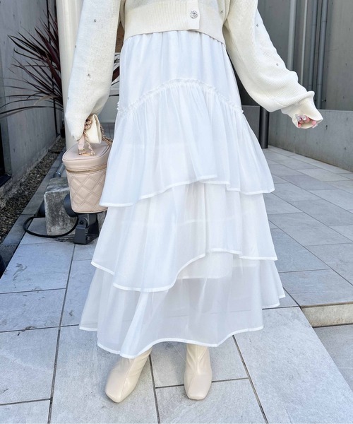 INGNI(イング)の「シアーティアードスカート(スカート・レディース・グレー/オフホワイト/ブラック/ドット・FREE)」の6枚目の写真