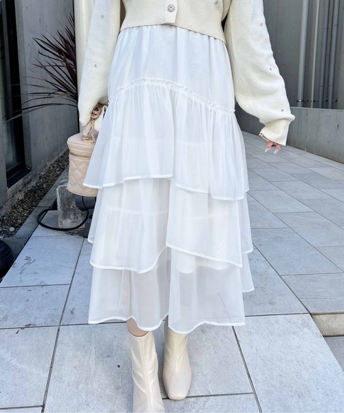 INGNI(イング)の「シアーティアードスカート(スカート・レディース・グレー/オフホワイト/ブラック/ドット・FREE)」の7枚目の写真