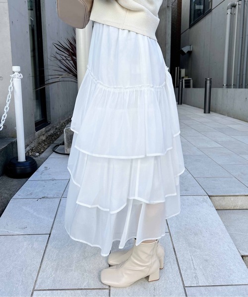 INGNI(イング)の「シアーティアードスカート(スカート・レディース・グレー/オフホワイト/ブラック/ドット・FREE)」の8枚目の写真