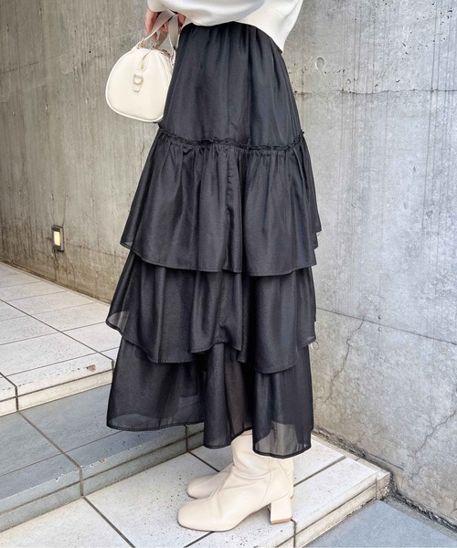 INGNI(イング)の「シアーティアードスカート(スカート・レディース・グレー/オフホワイト/ブラック/ドット・FREE)」の15枚目の写真