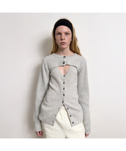 DIAGONAL(ダイアゴナル)の「BOLERO LAYERED KNIT CARDIGAN (light grey)(カーディガン/ボレロ・レディース・その他・FREE)」の1枚目の写真