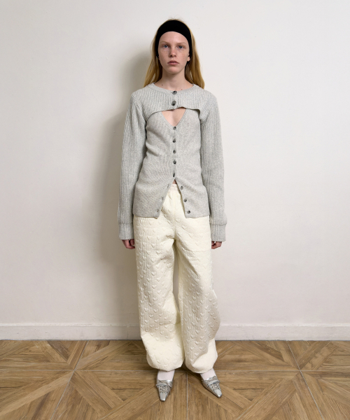 DIAGONAL(ダイアゴナル)の「BOLERO LAYERED KNIT CARDIGAN (light grey)(カーディガン/ボレロ・レディース・その他・FREE)」の2枚目の写真