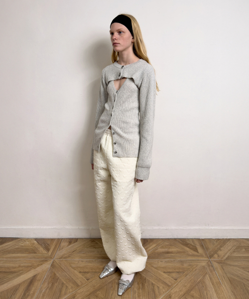 DIAGONAL(ダイアゴナル)の「BOLERO LAYERED KNIT CARDIGAN (light grey)(カーディガン/ボレロ・レディース・その他・FREE)」の3枚目の写真