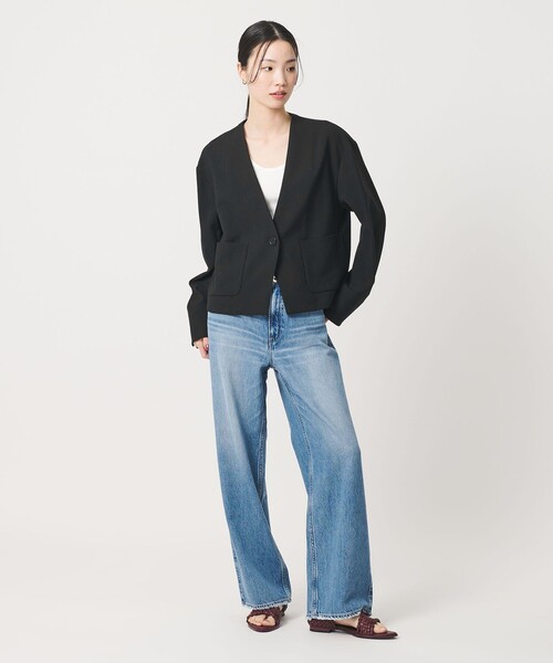 BEAUTY&YOUTH UNITED ARROWS（ビューティーアンドユースユナイテッドアローズ）の「ポリエステルブレンド カラーレス ショートジャケット（ノーカラージャケット・レディース・ベージュ/ブラック・S/M）」の8枚目の写真