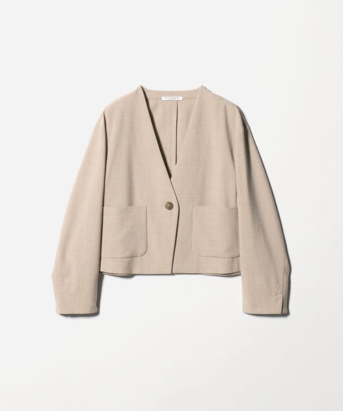 BEAUTY&YOUTH UNITED ARROWS（ビューティーアンドユースユナイテッドアローズ）の「ポリエステルブレンド カラーレス ショートジャケット（ノーカラージャケット・レディース・ベージュ/ブラック・S/M）」の14枚目の写真