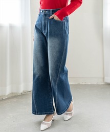 CLEAR BASIC（クリアベーシック）の「サイド切り替えデニムパンツ[カジュアル 着回し抜群 大人]≪新作≫（デニムパンツ）」