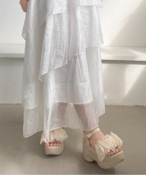 Shoes in Closet(シューズインクローゼット)の「超軽量 厚底 スタイルアップソール ギャザー サンダル 5667(サンダル・レディース・ベージュ/ブラック×ブラック/ベージュ系3/ブラック系3・LL/S/L/M)」の16枚目の写真
