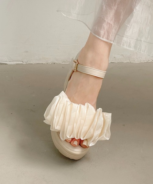 Shoes in Closet(シューズインクローゼット)の「超軽量 厚底 スタイルアップソール ギャザー サンダル 5667(サンダル・レディース・ベージュ/ブラック×ブラック/ベージュ系3/ブラック系3・LL/S/L/M)」の18枚目の写真