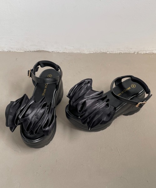 Shoes in Closet(シューズインクローゼット)の「超軽量 厚底 スタイルアップソール ギャザー サンダル 5667(サンダル・レディース・ベージュ/ブラック×ブラック/ベージュ系3/ブラック系3・LL/S/L/M)」の13枚目の写真