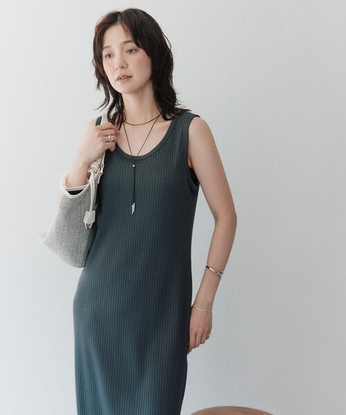RIVE DROITE（リヴドロワ）の「【接触冷感・UVカット/前後2WAY/シリーズ累計販売数10000枚突破】2WAYリブタンクワンピース（夏服）（ワンピース・レディース・モカ/ブラック/チャコールグレー/ブラウン・FREE/36/40）」の14枚目の写真