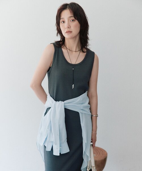 RIVE DROITE（リヴドロワ）の「【接触冷感・UVカット/前後2WAY/シリーズ累計販売数10000枚突破】2WAYリブタンクワンピース（夏服）（ワンピース・レディース・モカ/ブラック/チャコールグレー/ブラウン・FREE/36/40）」の17枚目の写真