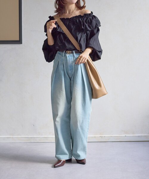 Thevon（ゼボン）の「【Yuna&Mayuコラボ企画】ウェーブハンドルトートバッグ（トートバッグ・レディース・グレイッシュベージュ/ブラック・FREE）」の8枚目の写真