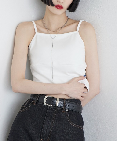 Lui's（ルイス）の「カップ付きタンクトップ（タンクトップ・レディース・オフホワイト/ブラック・FREE）」の2枚目の写真