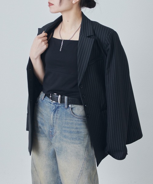 Lui's（ルイス）の「カップ付きタンクトップ（タンクトップ・レディース・オフホワイト/ブラック・FREE）」の12枚目の写真