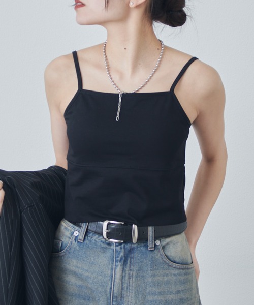 Lui's（ルイス）の「カップ付きタンクトップ（タンクトップ・レディース・オフホワイト/ブラック・FREE）」の3枚目の写真