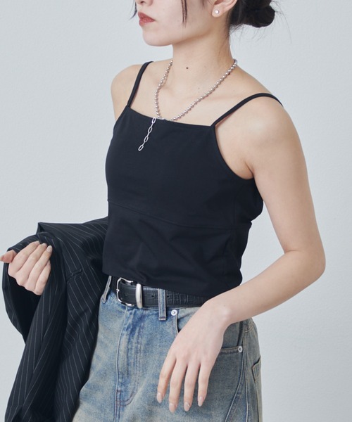 Lui's（ルイス）の「カップ付きタンクトップ（タンクトップ・レディース・オフホワイト/ブラック・FREE）」の4枚目の写真