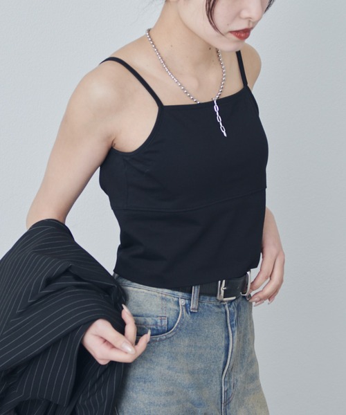 Lui's（ルイス）の「カップ付きタンクトップ（タンクトップ・レディース・オフホワイト/ブラック・FREE）」の5枚目の写真