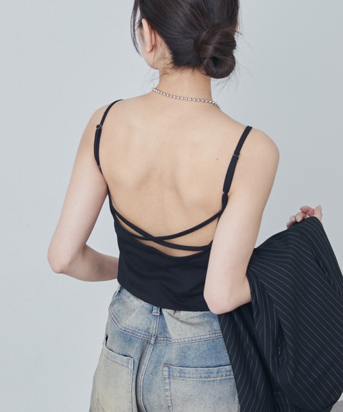 Lui's（ルイス）の「カップ付きタンクトップ（タンクトップ・レディース・オフホワイト/ブラック・FREE）」の6枚目の写真