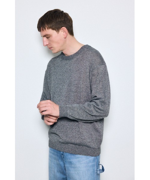 AZUL by moussy(アズールバイマウジー)の「リネンミックスニットトップス(ニット/セーター・メンズ・ブラック/ライトピンク/ベージュ・MEDIUM/LARGE)」の5枚目の写真