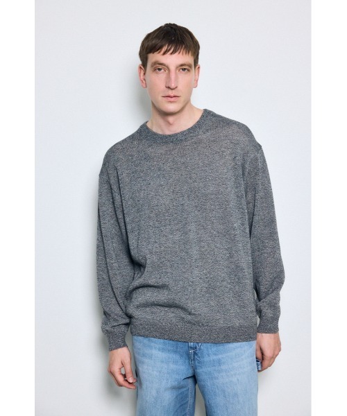 AZUL by moussy(アズールバイマウジー)の「リネンミックスニットトップス(ニット/セーター・メンズ・ブラック/ライトピンク/ベージュ・MEDIUM/LARGE)」の6枚目の写真