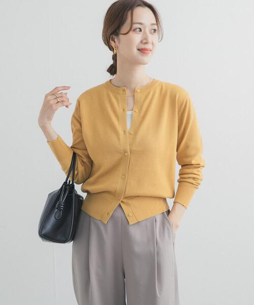 URBAN RESEARCH DOORS（アーバンリサーチドアーズ）の「オーガニックコットンクルーネックカーディガン（カーディガン/ボレロ・レディース・イエロー/オフホワイト/ブルー・FREE）」の14枚目の写真