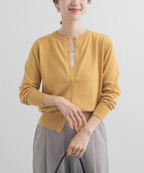URBAN RESEARCH DOORS（アーバンリサーチドアーズ）の「オーガニックコットンクルーネックカーディガン（カーディガン/ボレロ・レディース・イエロー/オフホワイト/ブルー・FREE）」の16枚目の写真