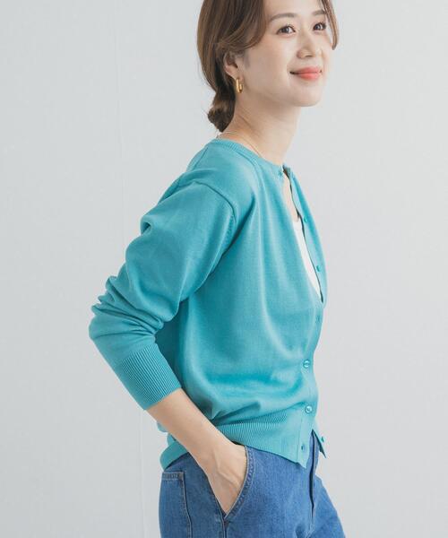 URBAN RESEARCH DOORS（アーバンリサーチドアーズ）の「オーガニックコットンクルーネックカーディガン（カーディガン/ボレロ・レディース・イエロー/オフホワイト/ブルー・FREE）」の22枚目の写真