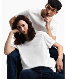 EMPORIO ARMANI | <オンライン限定>【エンポリオ アルマーニ】Tシャツ ピマジャージー ロゴプリント(Tシャツ/カットソー)