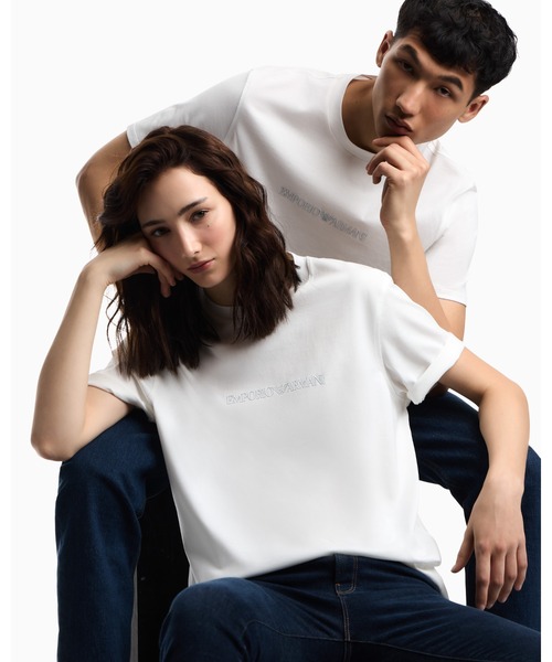 EMPORIO ARMANI(エンポリオアルマーニ)の「<オンライン限定>【エンポリオ アルマーニ】Tシャツ ピマジャージー ロゴプリント(Tシャツ/カットソー・メンズ・ブラック/ホワイト・LARGE/MEDIUM/SMALL/X-LARGE/X-SMALL/XX-LARGE)」の1枚目の写真