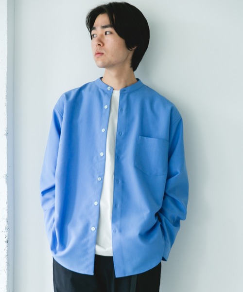 URBAN RESEARCH DOORS（アーバンリサーチドアーズ）の「『XLサイズ/WEB限定』『吸水速乾』セオアルファバンドカラーロングスリーブシャツ（シャツ/ブラウス・メンズ・ネイビー/ロイヤルブルー/ライトグレー/ブラウン・X-LARGE/MEDIUM/LARGE）」の5枚目の写真
