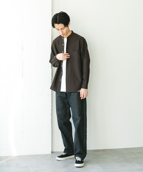 プラージュ アラン ワイドスリーブプルオーバー ブラック オーバーサイズ D.HYGEN - Wool SCAB Broken Stripe Jacquard Wide Cropped Pants