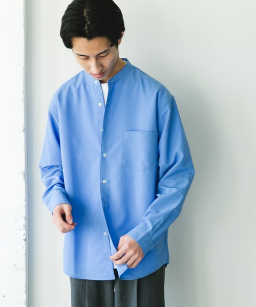 URBAN RESEARCH DOORS（アーバンリサーチドアーズ）の「『XLサイズ/WEB限定』『吸水速乾』セオアルファバンドカラーロングスリーブシャツ（シャツ/ブラウス・メンズ・ネイビー/ロイヤルブルー/ライトグレー/ブラウン・X-LARGE/MEDIUM/LARGE）」の13枚目の写真