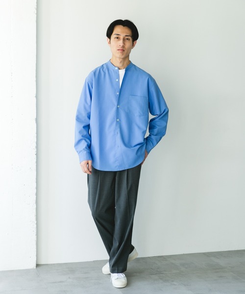 URBAN RESEARCH DOORS（アーバンリサーチドアーズ）の「『XLサイズ/WEB限定』『吸水速乾』セオアルファバンドカラーロングスリーブシャツ（シャツ/ブラウス・メンズ・ネイビー/ロイヤルブルー/ライトグレー/ブラウン・X-LARGE/MEDIUM/LARGE）」の15枚目の写真