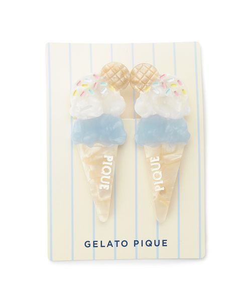 一葉様ハンドメイド♡くしゅくしゅクリップ 水色アイスクリーム② gelato pique（ジェラートピケ）の「アイスモチーフミニヘアクリップ