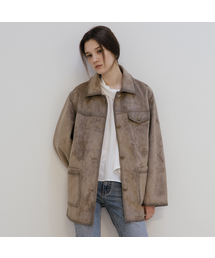 Distressed suede single jacket [TISP05JK15]_Gray