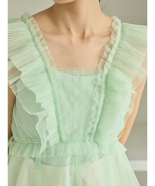 SNIDEL（スナイデル）の「Sustainableチュールペプラムブラウス（シャツ/ブラウス・レディース・ライム/アイボリー/チャコールグレー・F）」の11枚目の写真