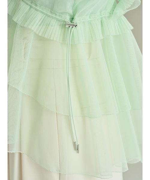 SNIDEL（スナイデル）の「Sustainableチュールペプラムブラウス（シャツ/ブラウス・レディース・ライム/アイボリー/チャコールグレー・F）」の14枚目の写真