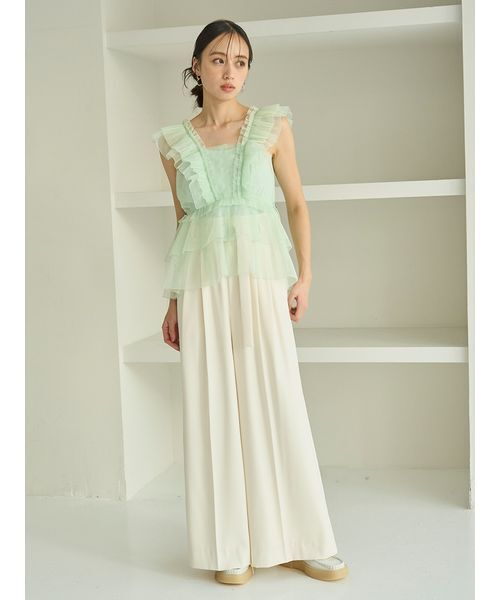 SNIDEL（スナイデル）の「Sustainableチュールペプラムブラウス（シャツ/ブラウス・レディース・ライム/アイボリー/チャコールグレー・F）」の16枚目の写真