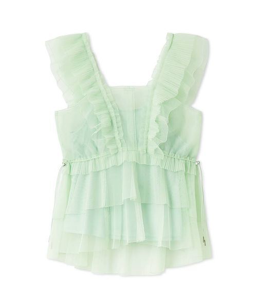 SNIDEL（スナイデル）の「Sustainableチュールペプラムブラウス（シャツ/ブラウス・レディース・ライム/アイボリー/チャコールグレー・F）」の17枚目の写真