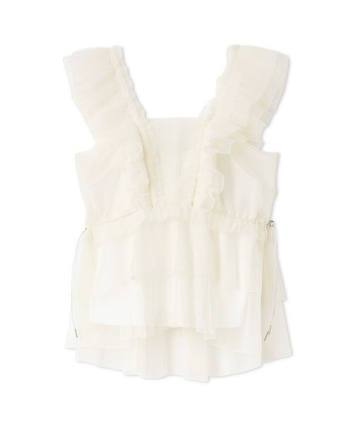 SNIDEL（スナイデル）の「Sustainableチュールペプラムブラウス（シャツ/ブラウス・レディース・ライム/アイボリー/チャコールグレー・F）」の18枚目の写真